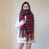 Imitation Cashmere Scarf Women's Autumn and Winter Maillard Versatile Thickened Retro Fringed Plaid Scarf Warm Scarf