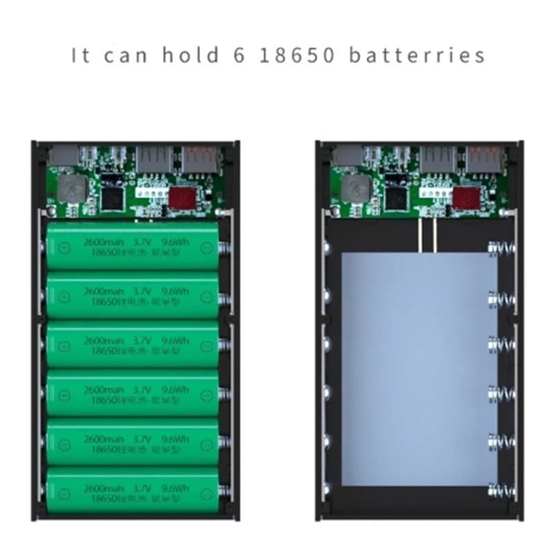 CX6 18650 аккумуляторный ящик для хранения PD QC3.0 USB 10 Вт быстрая беспроводная зарядка DIY чехол для внешнего аккумулятора 18650 аккумуляторный ящик
