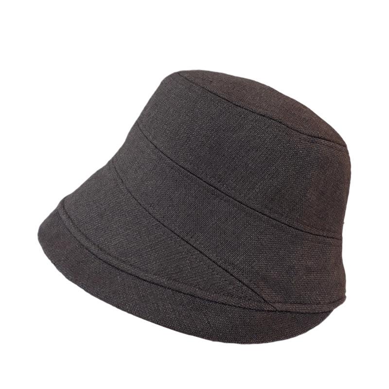 New retro simple bucket hat women's autumn and winter face small cotton and linen basin hat big head circumference versatile bucket hat