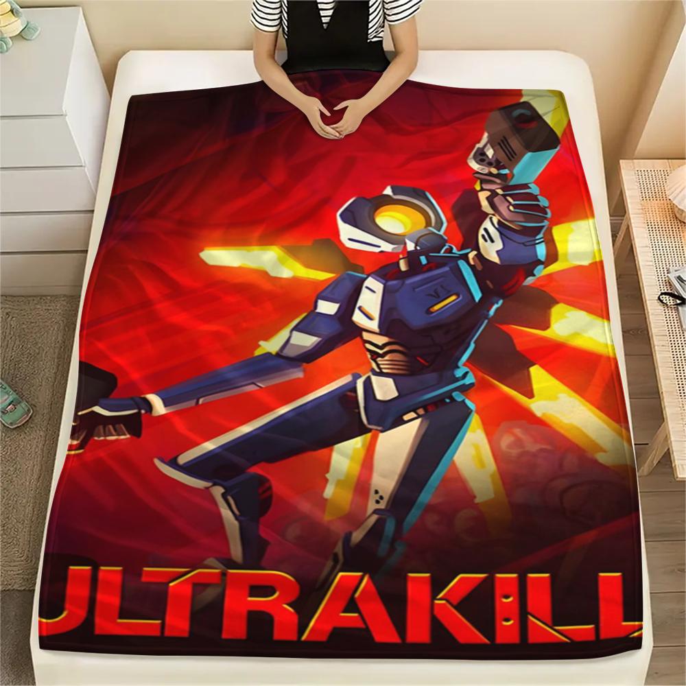 1PC ULTRAKILL Print Flannel Blanket, High quality Comfortable for All Seasons, Home Decor, Warmth and Comfort, Perfect for Christmas Gifts