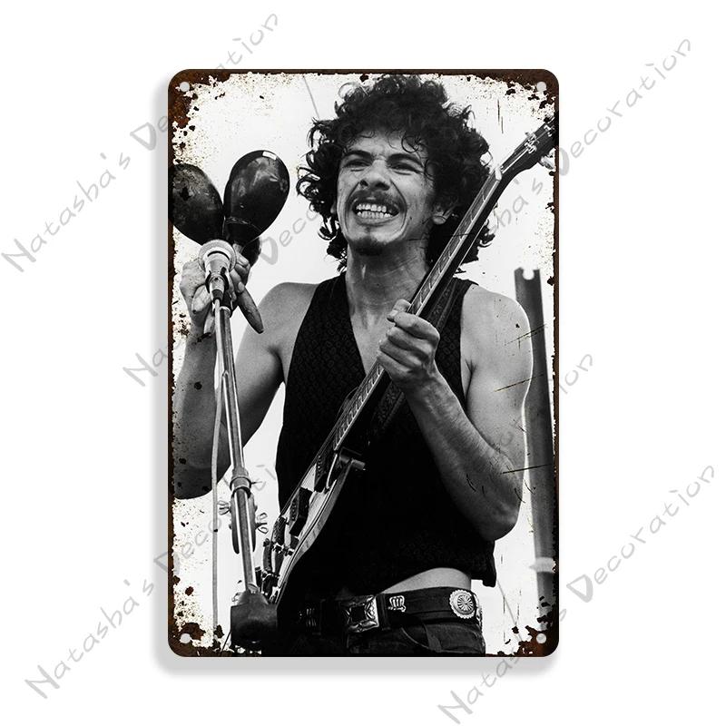Rock Band Santana Decorative Plate Metal Poster Garage Club Metal Tin Sign Metal Plaque Wall Plate Man Cave Club Wall Decor