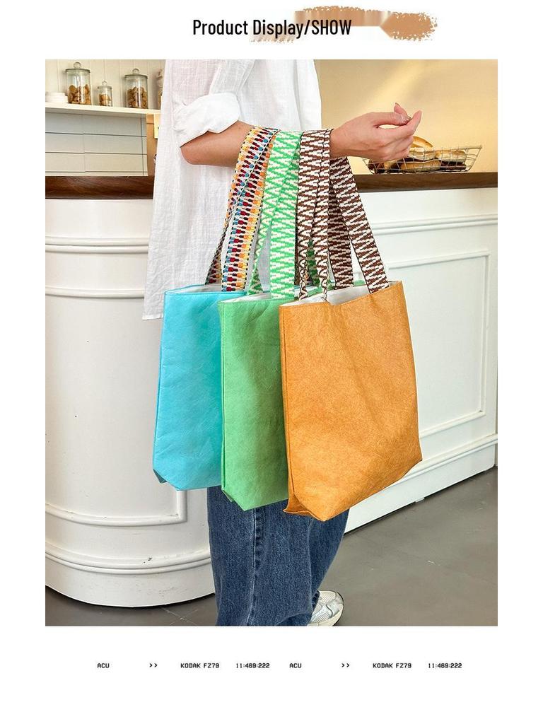 Водонепроницаемая крафт-бумажная сумка-тоут DuPont - Креативный подарок и ретро-сумка через плечо с печатью логотипа