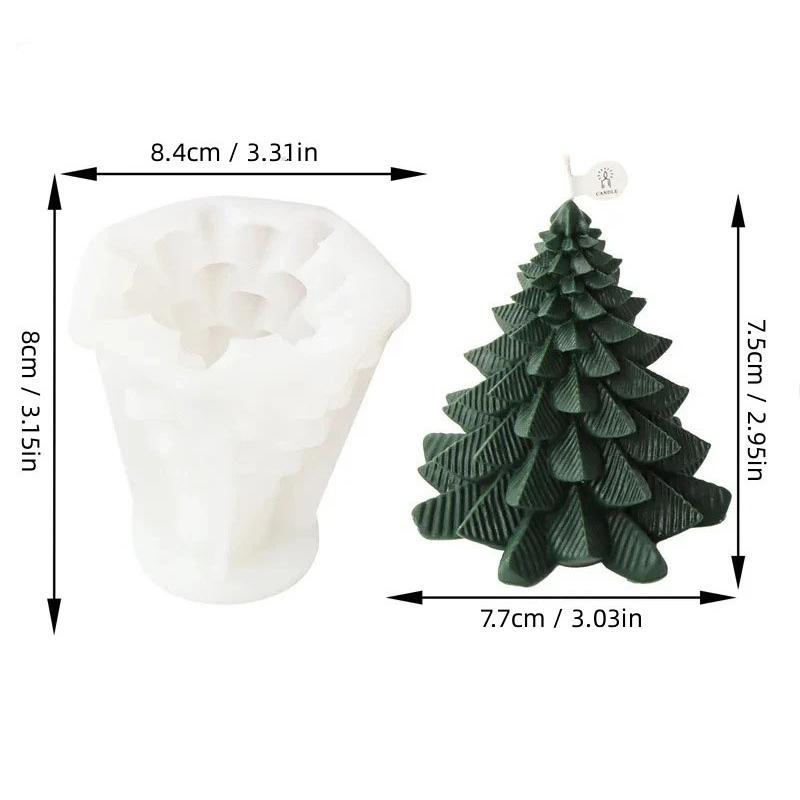 Stacked Leaves Santa Tree Resin Mould Bubble Stripe Plant Candle Soap Silicone Mold Pine Cones Christmas Gifts Party Cake Decor