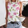 Модные летние топы с цветочным принтом 3D для женщин в стиле Харадзюку, свободный жилет с круглым вырезом и открытыми плечами без рукавов, женская майка