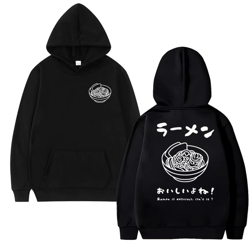 Harajuku Ramen Japanese Double Sided printed Hoodies Autumn Winter Men women fashion Y2k Sweatshirt Unisex Fleece pullovers