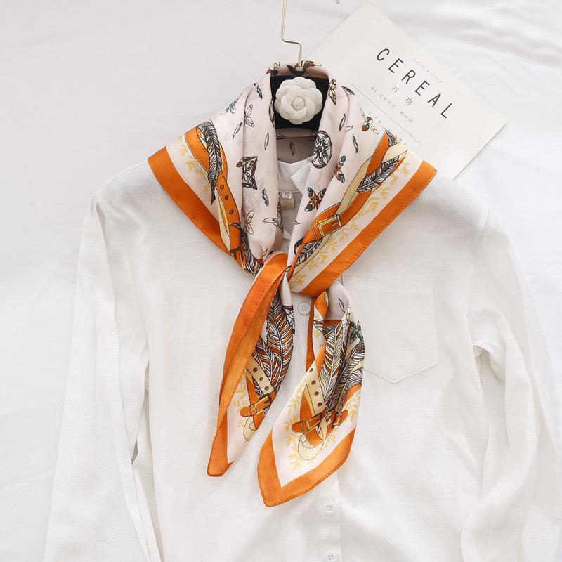 Women's Striped Silk Imitation Square Scarf - Spring & Autumn All-Match Simple Style Accessory