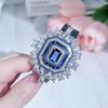 CMM 1 шт., принцесса огранки, королевский синий циркон, серебряный цвет, большой кулон, регулируемый ремень для часов, кожаный браслет, ожерелье, комплект ювелирных изделий из двух предметов