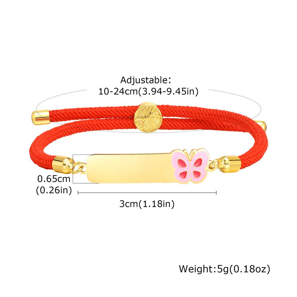 Personalized Baby Name Bracelet, Red String Adjustable,charms Flower Butterfly Stainless Steel Bar ID Bracelet for Kid Child