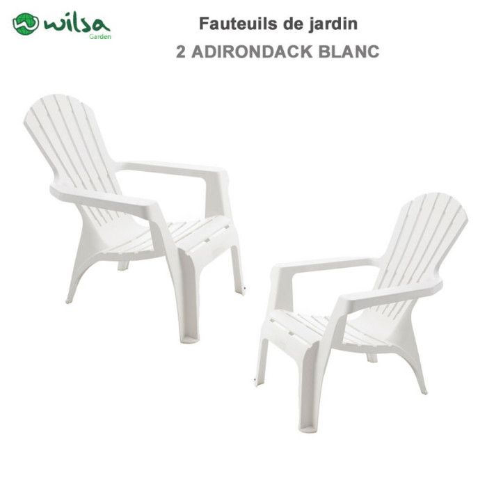 Wilsa Garden Polypropylene Resin Adirondack Chair - White - 2 Adirondack Chairs