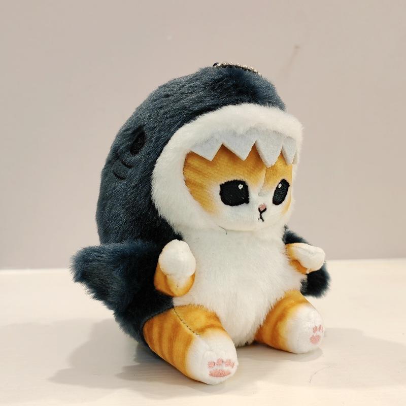 1PC Cute Shark Cat Fried Shrimp Cat Plush Doll Pendant Doll Beautiful Room Car Bag Decoration Pendant Opening Holiday Gift