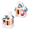 Christmas Mini Snow House Figurine LED Lighted Miniature Cottage Decoration Tiny Resin Winter Village Ornament for Xmas Scene Desktop Decoration