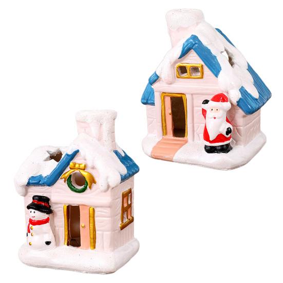 Рождественская миниатюрная фигурка снежного домика, светодиодная подсветка, миниатюрная коттеджная декорация, крошечное украшение зимней деревни из смолы для рождественской сцены, настольное украшение
