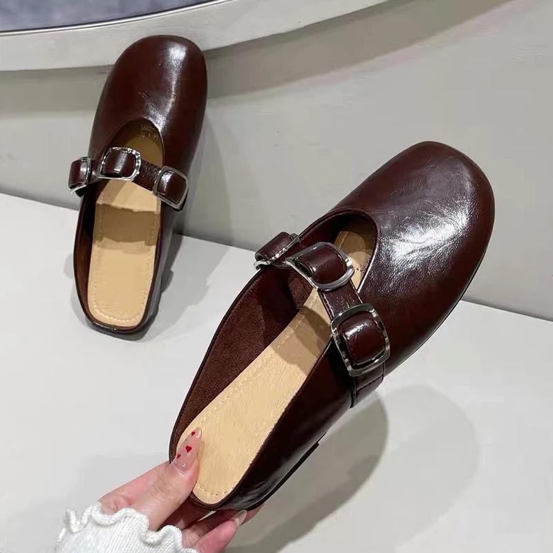 Модные тапочки Женские балетки Слингбэки Уютные мюли Обувь Летние Повседневные Пляжные Женские сандалии 2025 Модная Платье Для ходьбы Chaussure Femme