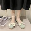 Flat-bottomed Mary Jane Single Shoes Girl 2025 Spring and Autumn New Pearl Bow Fairy Style Gentle Shoes Versatile Doudou Shoes