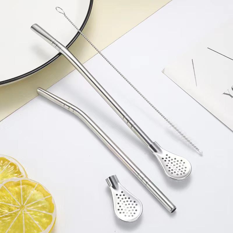 Многофункциональная ложка-соломинка из нержавеющей стали 304 – съемный фильтр для мате, чая с молоком, кофе или для размешивания