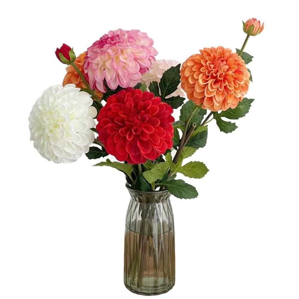 Pink Artificial Dahlia Flowers 2 Heads Artificial Faux Plants Home Decoration