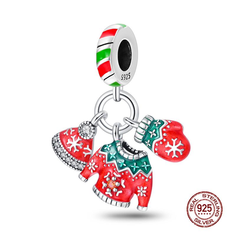 Рождественская вечеринка медь медь Рождественский Снеговик Бусины Шармы Совместимы с Браслетами-Шармами Подвеска Женщины Сделай Сам Изящные Украшения Рождественский Подарок