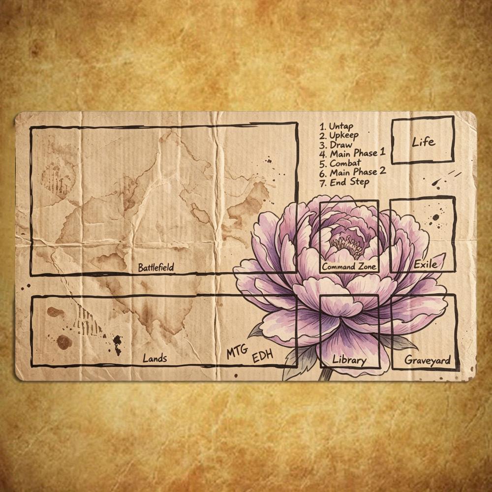 Vintage Corrugated Paper Lotus Pattern Mouse Pad Playmat 24"X14" MTG TCG Office Desk Mat for Work Game PC Laptop Carpet MousePad