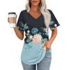 Womens T Shirts V Neck Short Sleeve Casual Tops Loose Fit Basic Tees With Curved Hem