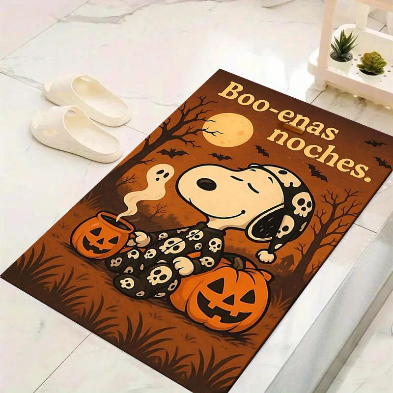 1Pc Snoopy'S Halloween Night Rug Office Carpet Indoor Outdoor Doormat Nonslip Soft And Comfortable Living Room Christmas Halloween Gift D918100