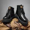 Мужские 2025 Осень Пустынные Боевые Ботинки Высокие Водонепроницаемые Рабочие Ботинки Британский Стиль Кожаные Уличные Ботильоны Удобные