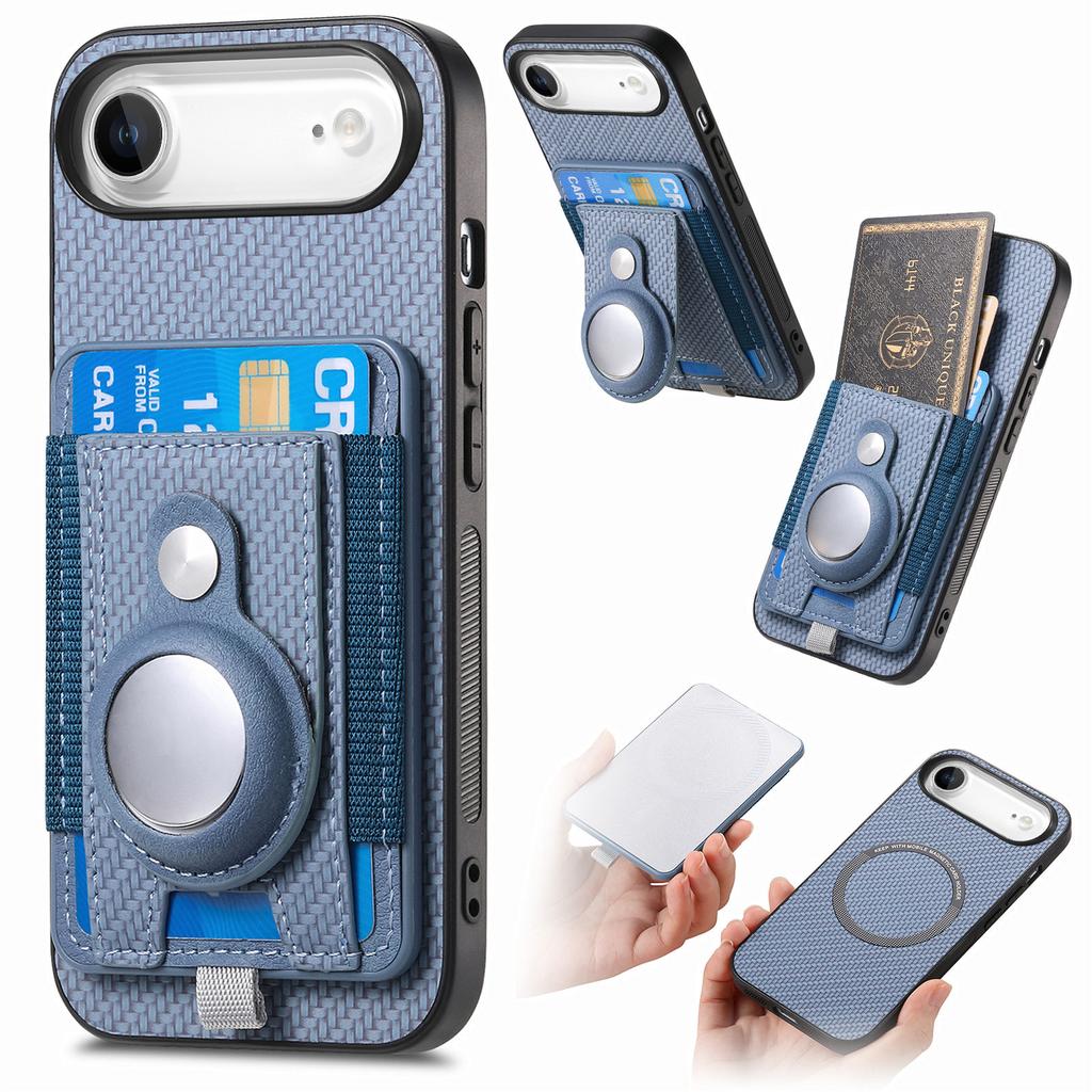 Holder for AirTag/iPhone Air Case Detachable Card Holder Leather+TPU+PC Phone Cover