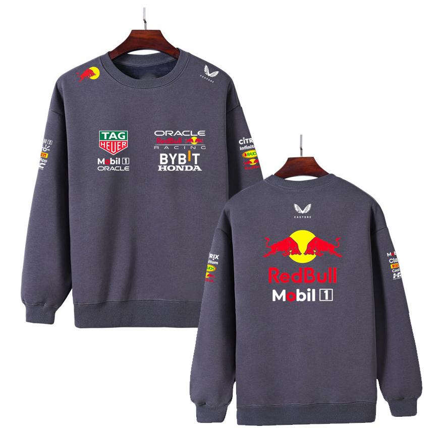 Мужчины Женщины Утепленный Осенний и Зимний Свитшот с Принтом F1 Red Bull Racing Круглый Вырез Повседневный Свободный С Длинным Рукавом Пуловер Спортивный Уличная Одежда