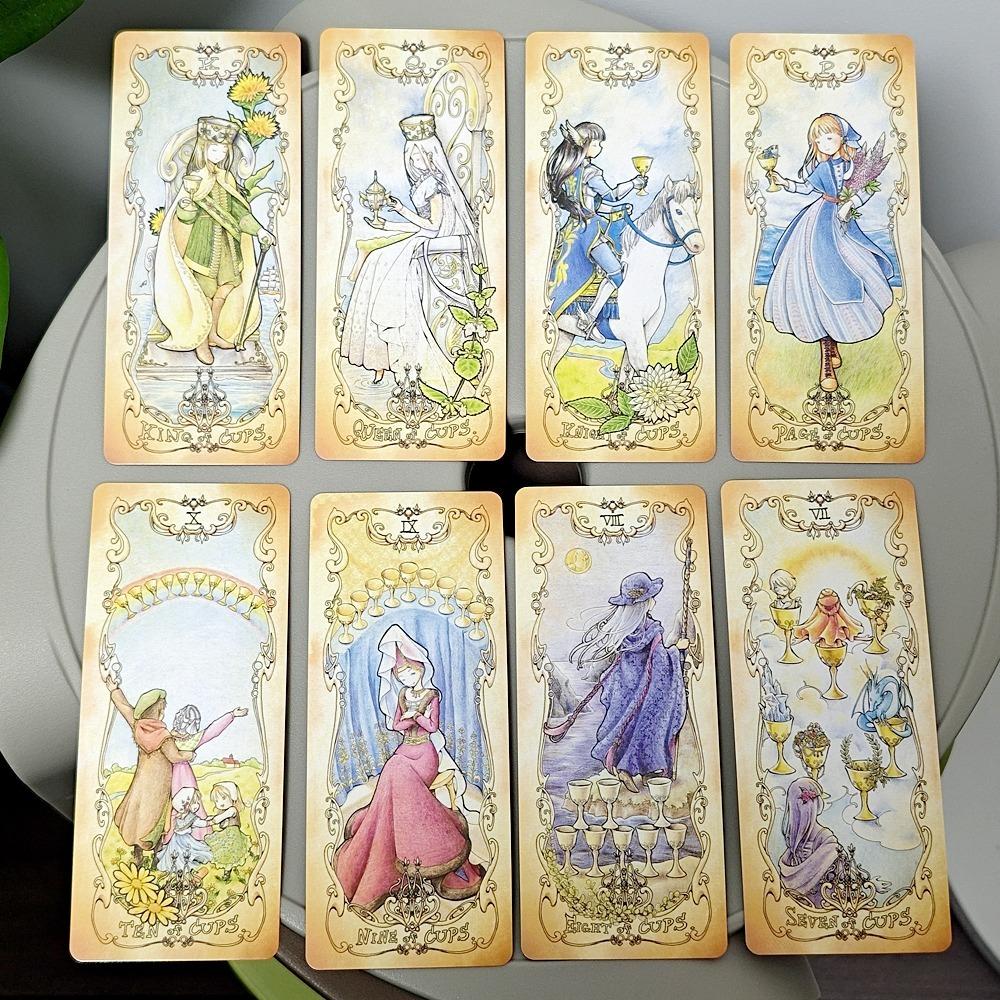 Low Scare Tarot 12*5.5cm 78 Pcs Cards Secretly Add The Language of Flowers Japanese Anime Style Cartoon Tarot Cards