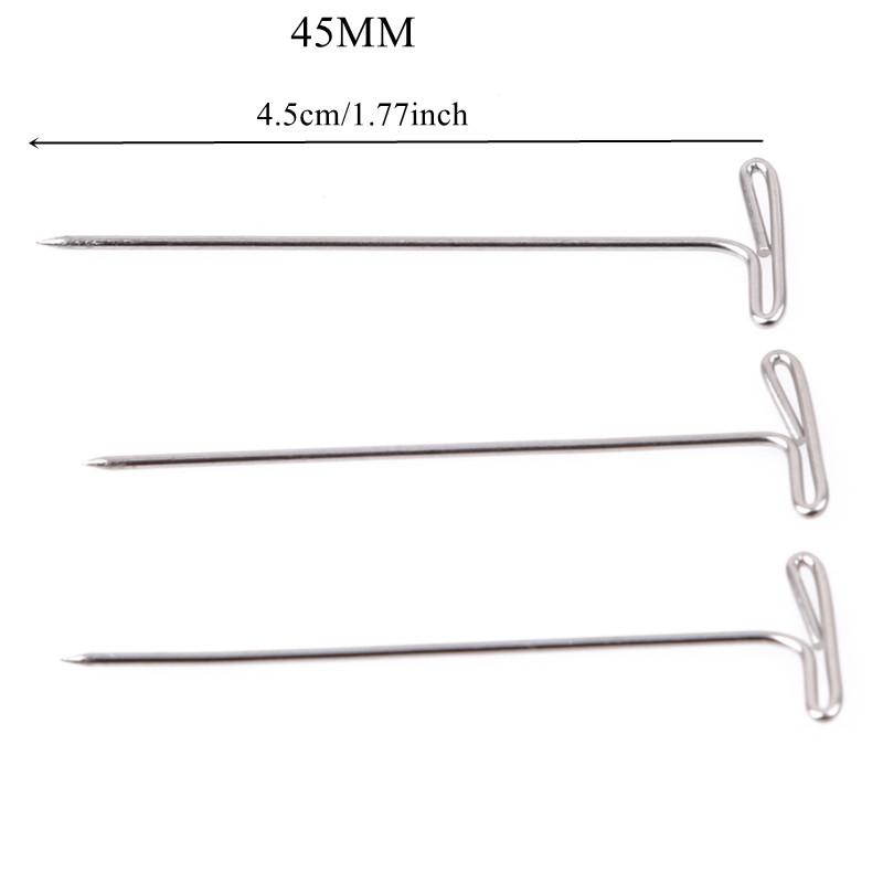 50/100Pcs 27/32/38/45/51MM T Pin Needles Wig Making T Pins for Blocking Knitting Assorted Sizes T-Pins Stainless Steel