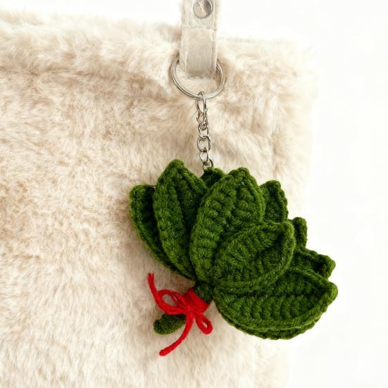 Yousheng Woven Keychain Handmade Pomelo Leaf Design Lucky Charm Keychain Hand-Crocheting Decorative Pendant Car Backpack Accessories