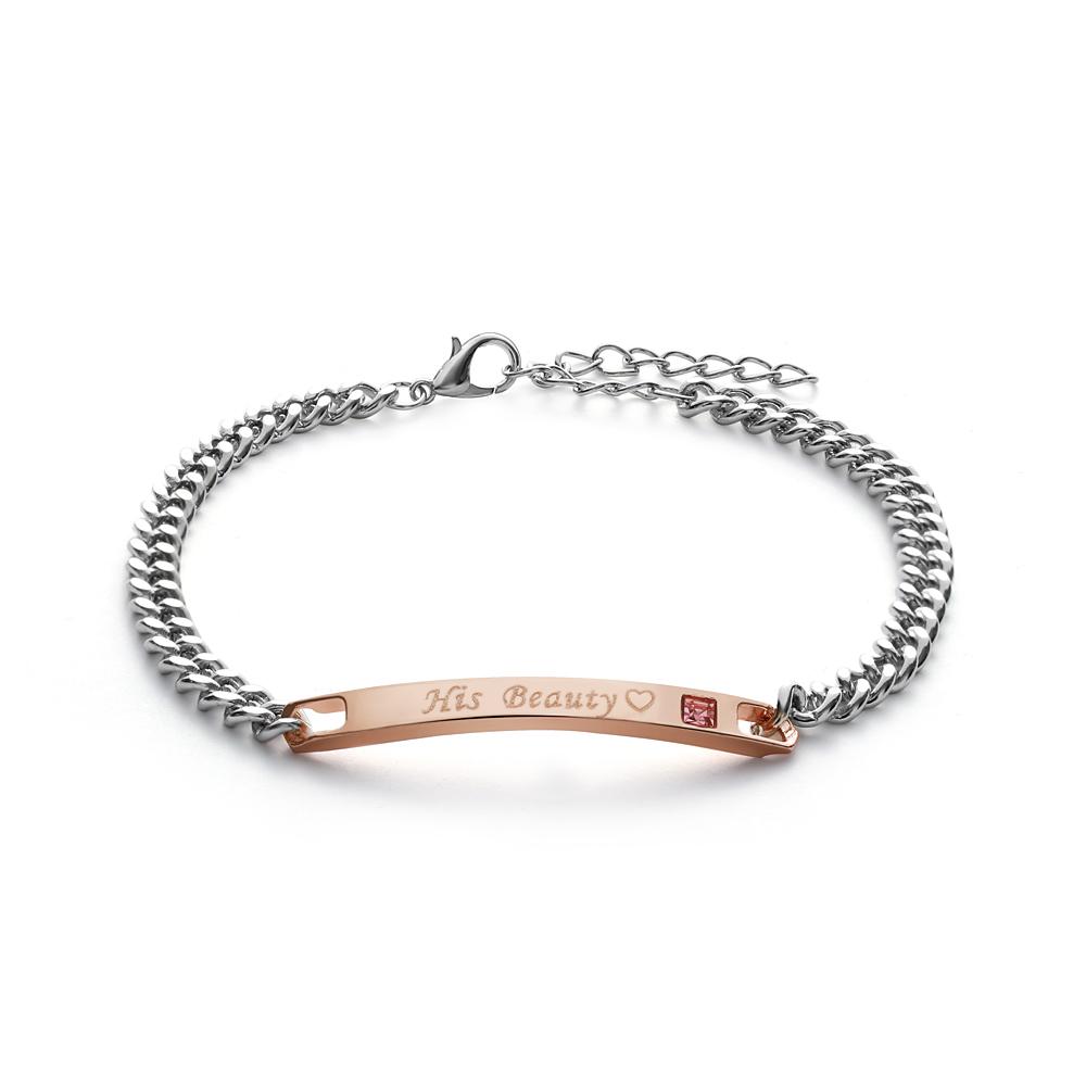 Fashion Men and Women Love Bangle Couple Bracelets Her King Stainless Steel His Queen
