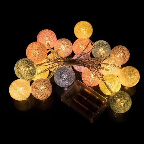 Гирлянда из хлопковых шариков Водонепроницаемая на батарейках 10/20/40 светодиодов Рождество Свадьба Хэллоуин Праздничная вечеринка Декоративная гирлянда