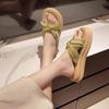 2025 New Thick-bottomed One-word Drag Sandals Women's Summer Wear Casual Retro Pearl Slippers