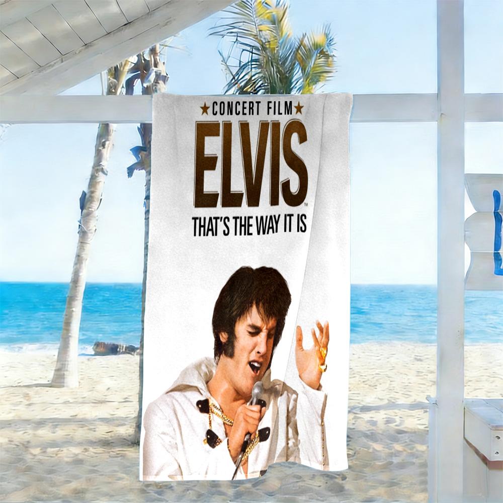 Golden Elvis Anniversary Beach Towel Super Soft Microfiber Quickdry Fabric Comfortable Lightweight