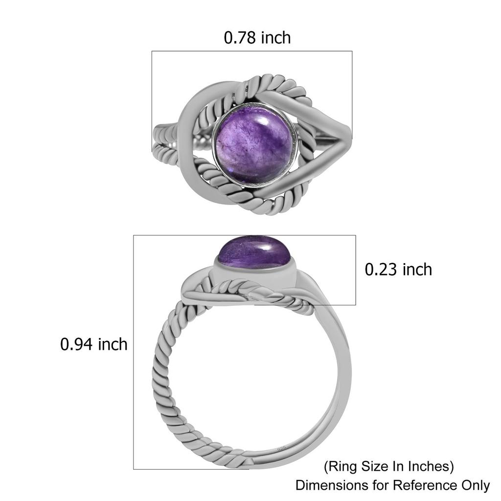 Кольца с натуральным аметистом из стерлингового серебра 925 пробы с витой веревкой и раздельным хвостовиком диаметром 7 мм для женщин и девочек