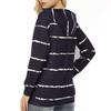 Women Striped Printed Hooded Zip Up Cardigan Sweatshirt