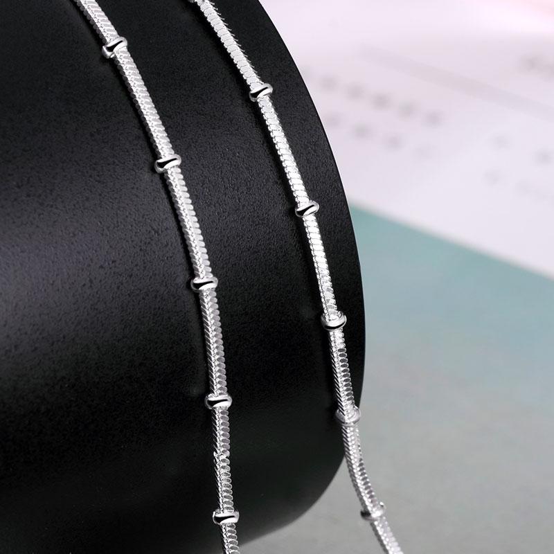 18/20 дюймов змея цепь бусины ожерелье 925 стерлингового серебра модные свадебные украшения