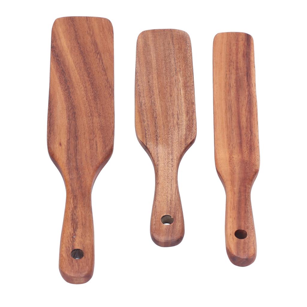 3Pcs Set Wooden Spurtles Set Slotted Spatula Kitchen Utensil for Stirring Mixing