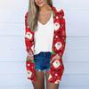 Christmas Women's Fashion Casual Printed Long Sleeve Mid-Length Cardigan Jacket