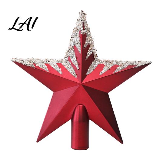 Christmas Party Tree Decorations Glitter Sequins Star Topper Shiny Sparkly Treetop Seasonal Top Ornaments Ornament Shatter-Proof Decoration for Xmas