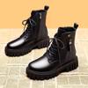 Black New Women Ankle Boots Autumn Winter Platform Zipper Women Punk Boots Thick Sole Lace Up Combat Booties Female Mujer