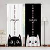 Милые шторы с принтом кота для спальни, черно-белые, кухни, гостиной, карманы для штанги, оконные украшения, украшения для дома, 2 шт.