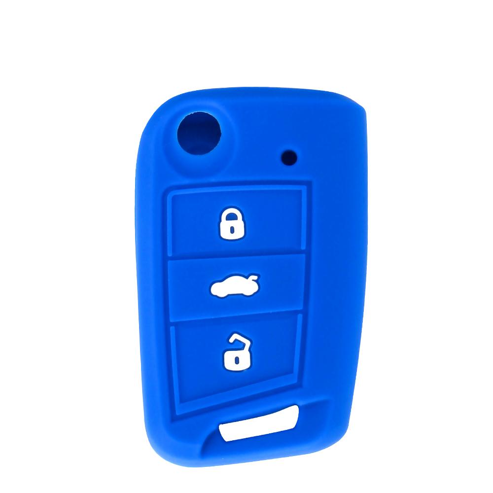 KEYYOU 3 Button Silicone Car Key Case For VW PASSAT Skoda Superb A7 KODIAQ 2015 2016 2017 2018 Remote Fob Cover