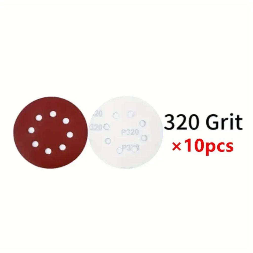 5/10pcs 5-Inch 8-Hole 125mm Red Sanding Discs, Hook And Loop Sandpaper For Dry Sanding, Random Orbital Sander Pads #100-#600