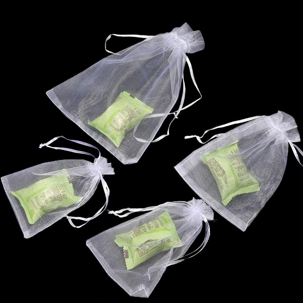 Jewelry Packing Christmas Favor Gift Bags White Pouches Organza Gauze Sachet Drawstring Pocket