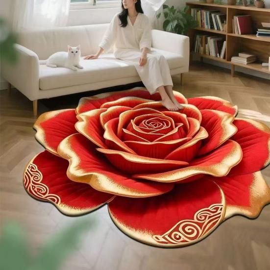 Non-Slip Floor Mat 3D Realistic Floral Pattern Bath Mat Super Absorbent Rug Quick-Drying Easy Maintenance Door Mat