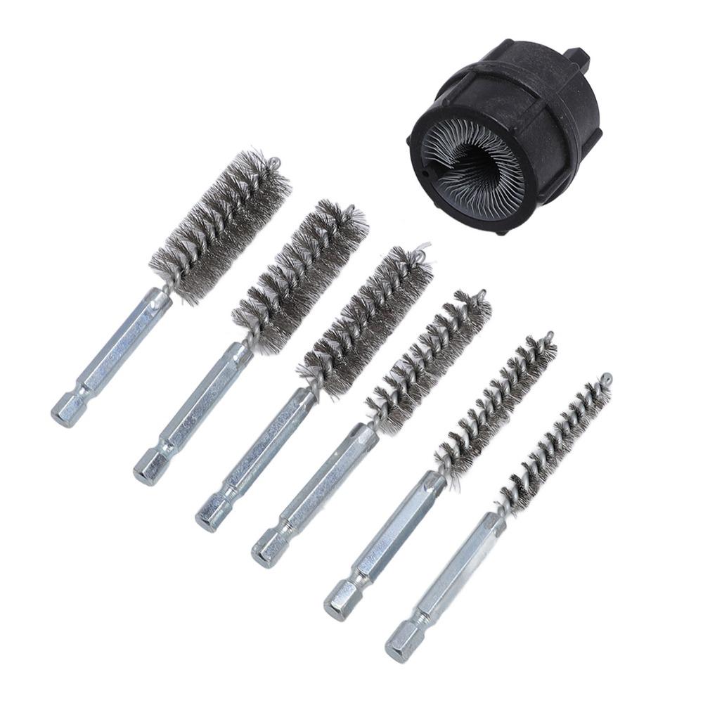 7pcs Black Battery Terminal Brush Professional Copper Pipe Cleaner Cleaning Brush Set Copper Pipes