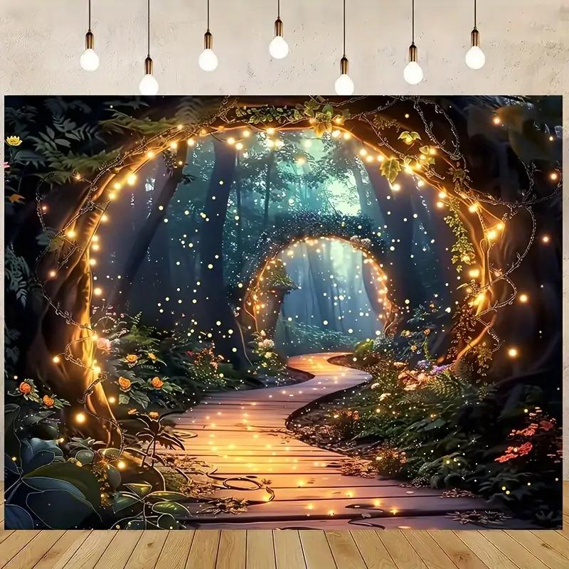 2D plane, 1 magic forest tree hole, made of polyester, suitable for decorating the living room and outdoor spaces