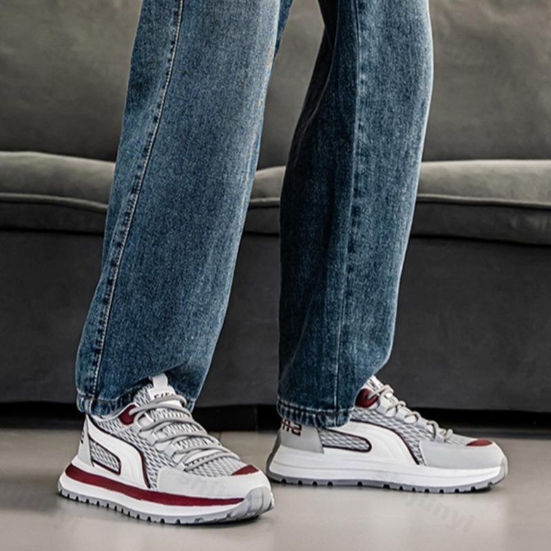 Модные мужские нишевые повседневные спортивные кроссовки на толстой подошве 2025 осень новые сетчатые дышащие удобные модные универсальные массивные кроссовки