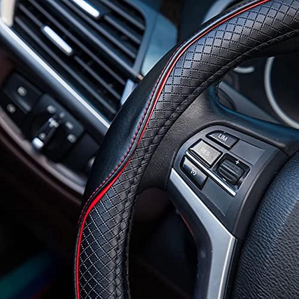 Универсальный автоматический чехол на руль Прочный чехол на руль из натуральной кожи 38 см/15 дюймов Противоскользящий чехол на руль Рулевое колесо Pr